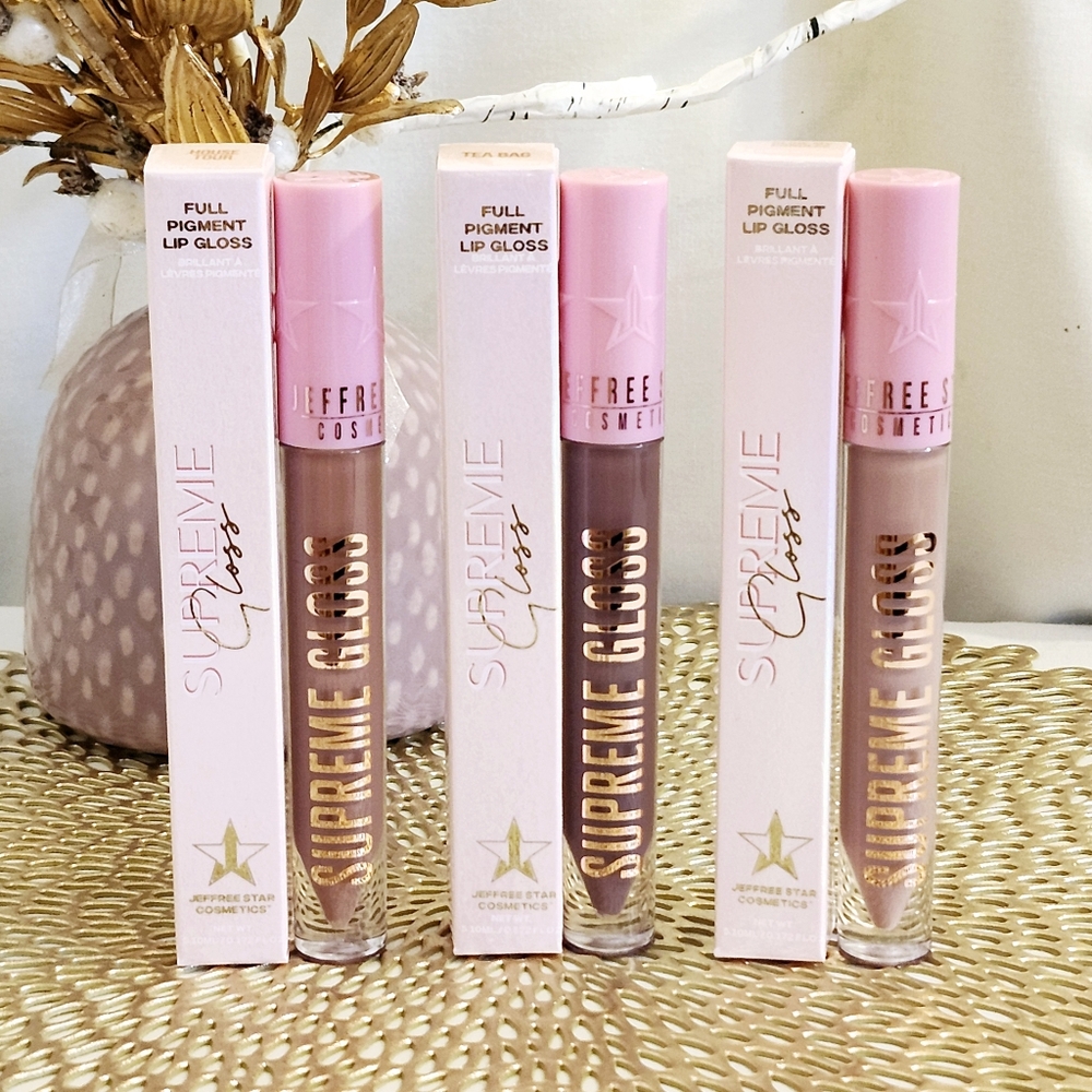 Jeffree Star Supreme Gloss Full Pigment Lip Gloss Bundle Neutral Nude Lip Gloss